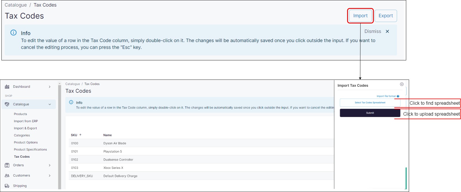 Managing product tax codes